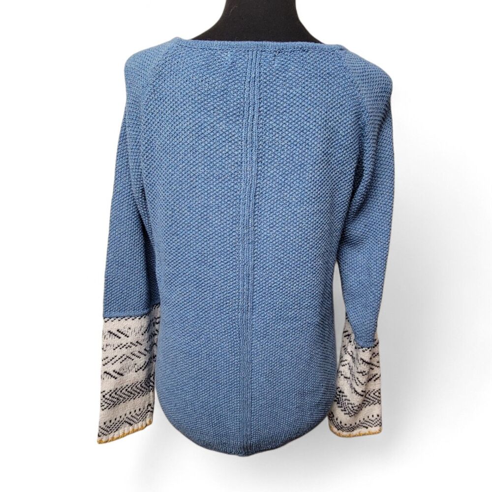 Women's Knit Sweater Large Blue Long Sleeve Coastal Grandmother Cottagecore Boho - Picture 2 of 4